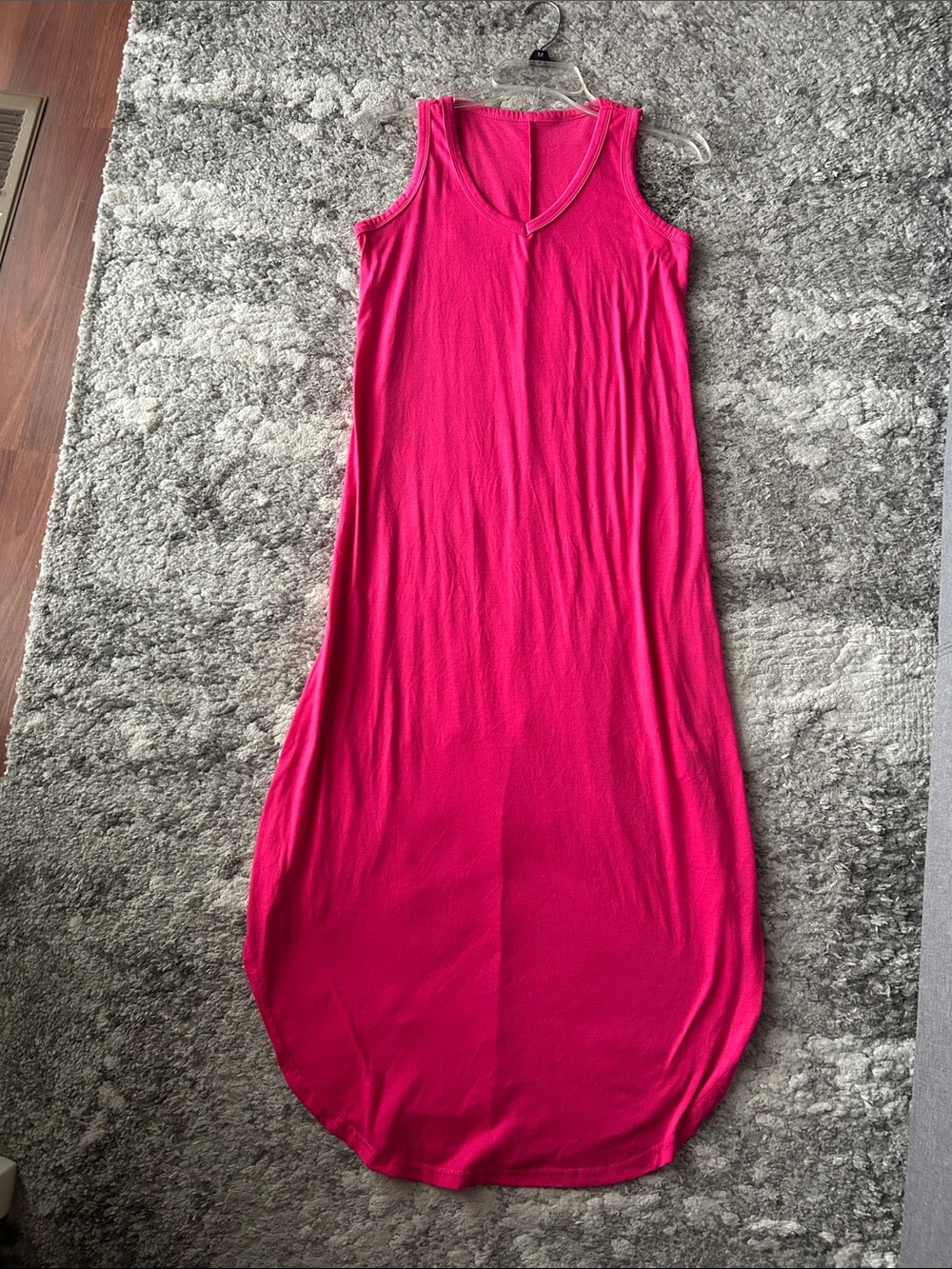 Hot Pink V-Neck Maxi Dress